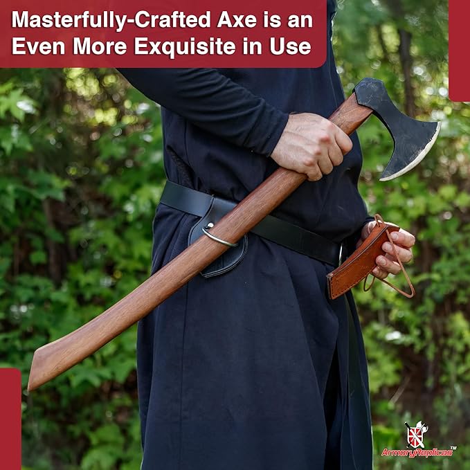 Armory Replicas - Functional Viking Two-Handed Battle Axe - Tempered High Carbon Steel Blackened Livet Efter Replica Anglo-Saxon War Axe