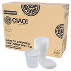 CIAO! 24OZ PP Injection Molded Soup-Deli Container with LLDPE Lid, Microwavable and BPA Free (240/240 combo pack)