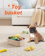 Small Woven Basket, 12 x 8 x 4.5 Inches, Storage Basket for Organizing, Cute Small Rope Shelf Closet Cube Storage Bins Baskets for Shelves, Dog Toy Gift Baskets Empty, 3 Packs, Mixed Brown