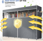 Raybee 90.6" W Clothes Rack with Cover Heavy Duty Clothing Racks for Hanging Clothes Extra Wide Portable Closet Loads 1200LBS Freestanding Garment Rack for Bedroom, Black