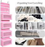 Over Door Organizer with 4 Large Capacity Pockets, Hanging Organizer Storage for Closet Bathroom Nursery Bedroom Dorm, Toys Cosmetics Sundries and Baby Essentials, Pink