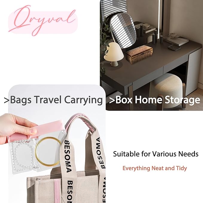 Jewelry Organizer and Storage Box with 24 EVA Anti Tarnish Bags, Travel Acrylic Case for Earrings, Necklaces & Rings, Elegant Gift for Women & Girls (S&Organizer(Brown))