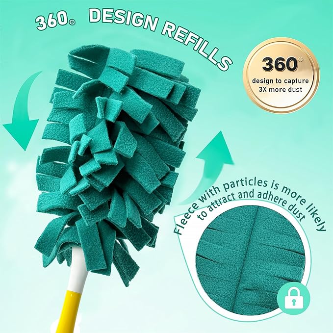 8 Pack 6 Layer Fleece Duster Refills for Swiffer Hand Duster, Zero Waste, 360-degree Cleaning，Reusable and Washable Replacement Dusters for Cleaning Ceiling Fan Hardwoods and Furniture(Dark Color)