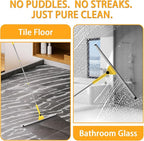 Multi-Purpose V-Shaped Grout Brush with 16.9" Floor Squeegee Set, Long Handle Floor Scrub Brush for Cleaning Bathroom Tile Corner Baseboards, Squeegee for Cleaning Garage Floor Window Glass