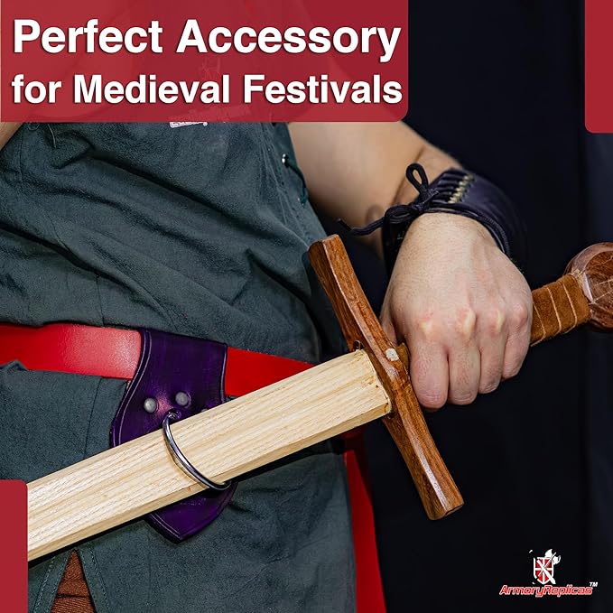 Armory Replicas - Genuine Rawhide Leather Universal Axe Frog - Medieval Hand Crafted O-Ring Funcitonal Outdoor Costume LARP Weapon Holder