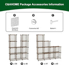 C&AHOME Wire Cube Storage, 12 - Cube Organizer Metal C Grids, Modular Shelves Units, Closet Organizer, Ideal for Home, Office, Living Room, 36.6”L x 12.4”W 48.4”H, Brown UWCS3012R