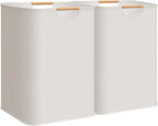 STORAGE MANIAC 2-Pack Large Laundry Hamper, 100L (26.4 Gal) Collapsible Laundry Basket with Bamboo Handles, Freestanding Waterproof Clothes Hamper for Laundry Room, Bedroom, Dorm, Towels, Toys, White