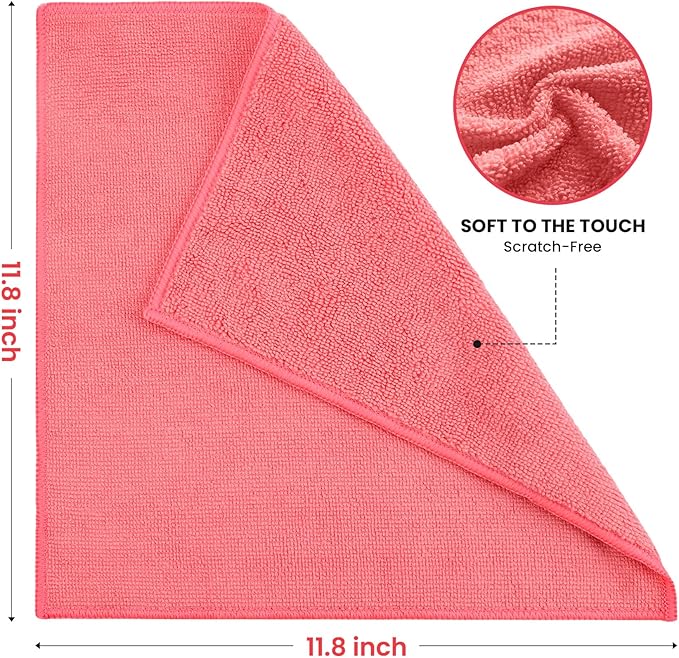 Microfiber Cleaning Cloth, 150 Pack Assorted Color Cleaning Rags for Housekeeping, Colorful Reusable Microfiber Towels for Car, Kitchen, Bathroom and Household Cleaning Supplies, 11.8"X11.8"
