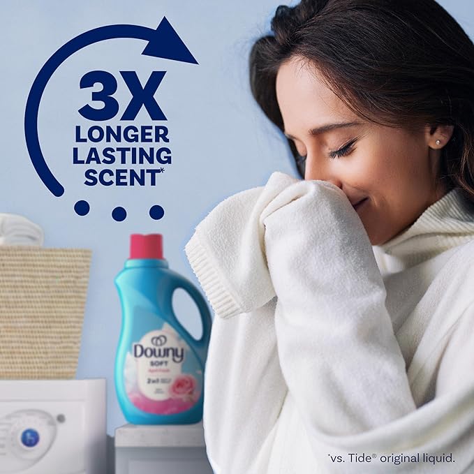 Downy Soft, 2 in 1 Soft and Fresh Liquid Fabric Softener, April Fresh, 44 fl oz, 60 Loads, Fabric Conditioner Liquid provides softness and freshness for fabrics