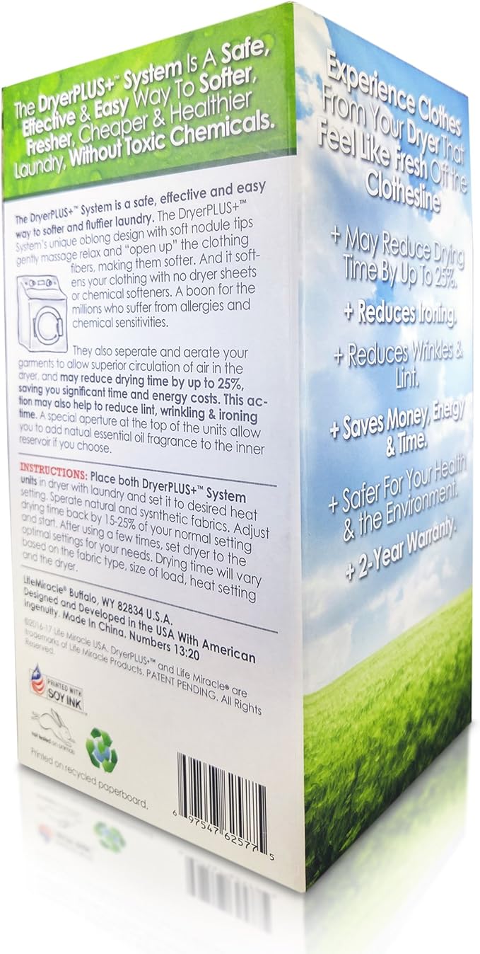 DryerPlus Dryer Balls XL | The BEST Made Reusable Non Toxic Laundry Softener & Wrinkle Release | Replaces Fabric Softener Liquid, Dryer Sheets & Wool | Vegan & Sheep Safe | 2-Year USA Warranty