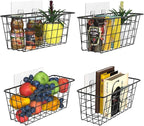 MaraFansie Over the Cabinet Door Organizer Wall Wire Baskets Hanging Kitchen Basket Shelf for Cabinet & Pantry Organization and Kitchen, Bathroom, Bedroom Storage, with Adhesive, 4 Pack