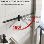 Wall Mounted Clothes Hanger Rack Foldable Drying Rack Hook Folding Indoor for Laundry Room Organization Bedroom Collapsible Racks Perfect for Small Spaces, 8 Hole Black 2 Packs