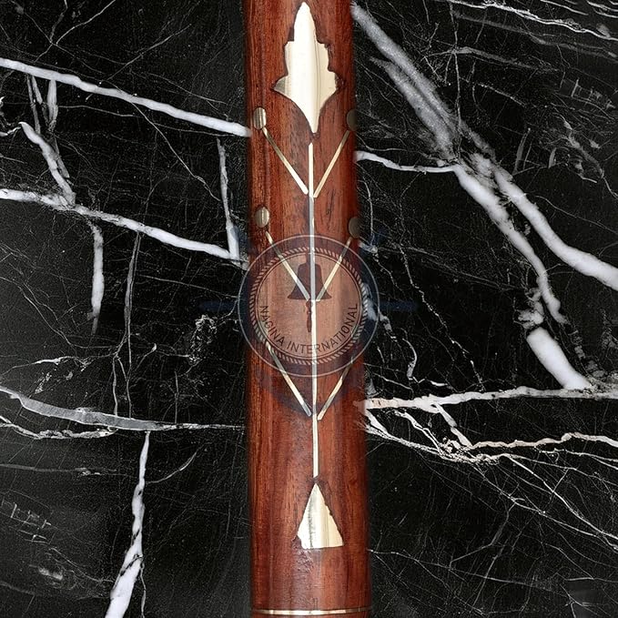 Deluxe Walking Sticks | Rosewood Crafted Cane with Solid Brass Chrome Decorative Bars | Nagina International