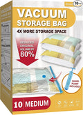 Roomimaster Vacuum Storage Bags, Vacuum Seal Space Saver Bags for Clothing, Travel Lugggage, Carry-on, Blankets, Comforters, Pillow, Bedding, 10 Medium
