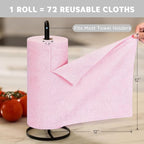 Matthew Microfiber Cleaning Cloth Roll 72Pack (12" x 12") Reusable Paper Towels&Washable Tear Away Towels,Ultra Water Absorbent Lint&Streak Free Cleaning Rags for Glass,Dishwash,Bathroom,Cars-Red