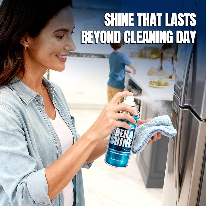 Sheila Shine 3 x 10oz Stainless Steel Cleaner and Polish - Removes Grease, Fingerprint & Watermark - Kitchen Appliances, Refrigerators, Sinks, Ovens & Grills - Stainless Steel Cleaning Spray