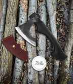 JXE JXO 13 Inch Hatchet, Camping Hatchet 1065 High Manganese Steel, Hickory Handle Tomahawk Axe with Leather Sheath