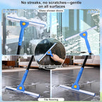 3-in-1 Professional Window Squeegee Kit with 2 Squeegee, 2 Microfiber Scrubber, 1 Razor Scraper, Thick Iron, 77.5" Window Squeegee with Extension Pole for Car, Glass, Mirror, Wall, Bathroom, Home, Van