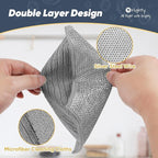 Orighty Multipurpose Wire Dishwashing Rag 24 Pcs, Upgraded Double-Layer Non-Scratch Wire Dish Cleaning Cloths, Reusable Steel Scrubber for Kitchen, Powerful Dishcloth Rag for Cookware, Grey, 7"x8"