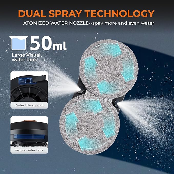 FRUITEAM Automatic Window Cleaning Robot, Window Cleaner Robot with App & Remote Control, Dual Water Spray for Inside/Outside Frame Glass Cleaning, Triple Safety System, Smart Path Detection