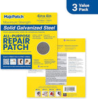 MaxPatch® 4 in. x 4 in. Self-Adhesive Surface Repair Patch, All-Purpose Galvanized Metal for Interior and Exterior Repairs, Ideal for Drywall, Plaster, Wood, Brick, Stucco, and More (3-Pack)