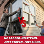 Floor Squeegee with 2 Replaceable Heads – 17'' EVA Foam Blade for Uneven Surfaces, 62'' Long Handle, Built-in Towel Clip, Non-Scratch Heavy Duty Squeegee Broom for Garage, Window, Tile, Patio & Shower