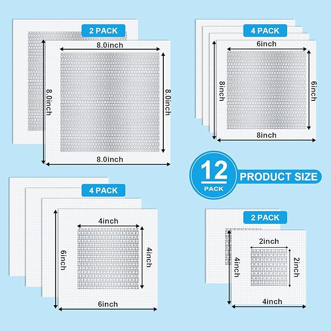 Drywall Repair Kit 12 Pieces Aluminum Wall Repair Patch Kit, 2/4/6/8 inch Self Adhesive Aluminum Wall Patch Kit, Drywall Repair Tools Kit for Ceilings Drywall Plasterboard
