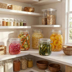 Multi Size - 5 Pack Square Glass Jars with Airtight Lid, Wide Mouth Mason Jars with Clamp Lids, Air Tight Glass Canisters, Best Food Storage Containers for Cereal, Pasta, Rice, Sugar, Coffee, Spice