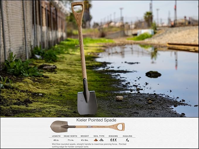IDEALSPATEN - Made in Germany Since 1899 - Kieler Pointed Spade - D Handle Professional Cutting and Digging Spade 5.25lb - 45in (Kieler)#IS110