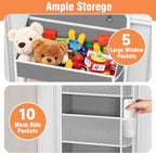 WISELIFE Over The Door Organizer - 5 Shelves Large Capacity Hanging Bedroom Storage Solution with Side Pockets for Dorm Bathroom Pantry Nursery and Baby Essentials Holds up to 40 Lbs (Grey)