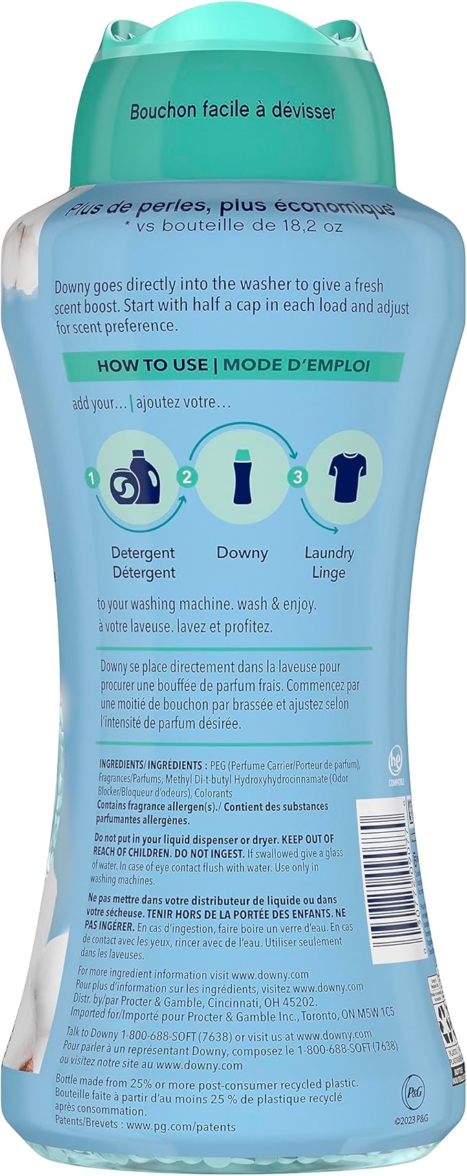 Downy Cool Cotton In-Wash Laundry Scent Booster Beads, 24 oz, laundry scent beads, Long-lasting Freshness