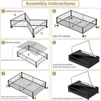 Under Bed Storage with Wheels and Cover, 360° Rolling Under Bed Metal Drawers for Clothes, Blankets, Books and Shoes,Black