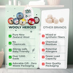 No More Dryer Sheets! Reusable Wool Dryer Balls XL 6-Pack - Reduces Static, Cuts Dry Time, & Softens Naturally