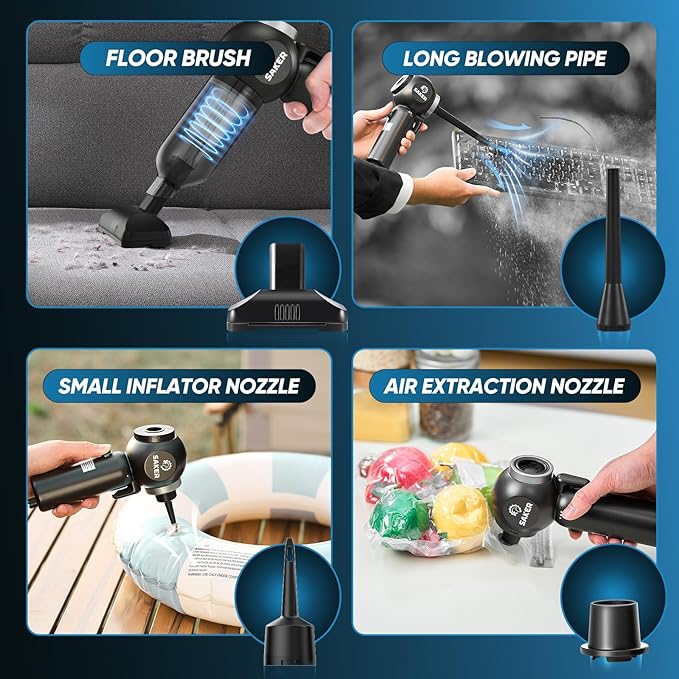 Saker Portable Car Vacuum Cordless 20000Pa 6 in 1 Multifunctional Adjustable Small Handheld Vacuum 7800mAH with Brushless Motor, for Car Home and Office SW-102