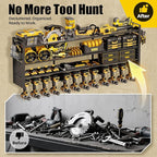 49'' W Power Tool Organizer Wall Mount | Large 620lbs Garage Storage Rack with 12 Cordless Drill Holder | 4-Tier Heavy Duty Metal Utility Shelf for Workshop Organization
