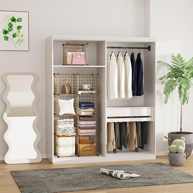 C&AHOME Wire Cube Storage, 9 - Cube Organizer Metal C Grids, Modular Shelves Units, Closet Organizer, Ideal for Home, Office, Living Room, 36.6”L x 12.4”W x 48.4”H, Brown UWCS3009R