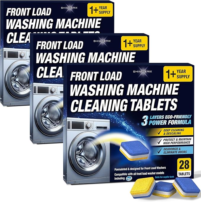 Washing Machine Cleaner Tablets 84 Pack for HE Front Load - Eco Friendly Washer Cleaning Tablets Formula - Pets Hair & Smell Solution - Septic Safe Descale Deodorize Protect - 1 Plus Year Supply