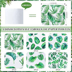 36 Count Reusable Cleaning Cloths Washable Cotton Kitchen Towels for Home(Leaves Style,Green)