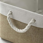 TcaFmac Organization and Storage Basket for Shelves - 16x12x12 inch Large 2 Pack Collapsible Storage Bins for Organization, Fabric Storage Cubes for Box Cloth Toy Books Kids (White & Khaki)