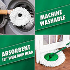 Libman Tornado Spin Mop System with Refill Heads, Microfiber Spinning Mop and Bucket with Wringer Set for Home, Floor Cleaning of Hard-Wood, Laminate, Tile, All Surface Cleaner