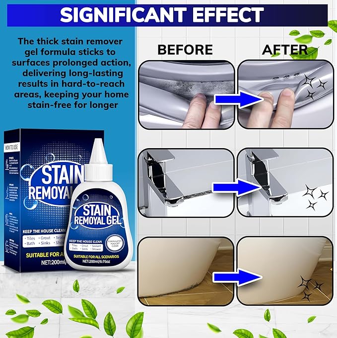 RKINC Stain Remover Gel, 6.76 Oz Household Washing Machine Cleaner for Washing Machine, Refrigerator Strips, for Tiles Grout Sealant Bathroom Cleaning Home Kitchen Sinks Cleaner