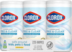Clorox Free & Clear Cleaning Wipes, Light Lemon Scent, 75 Count, Pack of 3 (Pack May Vary)