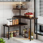 Countertop Organizer Organization 3 Tier Kitchen Corner Shelves Adjustable Spice Storage Rack for Bathroom Coffee Area Over Sink (Black Oak)