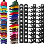 4 Pack Hat Organizer Hat Hook for Wall,Hold up to 40 Hats,Hat Holder with Strong Adhesive and Screws,Cap Holder Hat Hangers for Wall Closet Door and Bedroom(B-Black,4pcs)