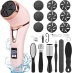 Electric Callus Remover for Feet (with Dander Vacuum Cleaner), Rechargeable Foot Callus Remover Pedicure Tools Foot File, Professional Foot Care Kit Deadskin Remover with 9Heads&2Speed,LCD Display