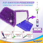 KEEPOW 8 Pack Reusable Pads for Swiffer Power Mop, Refill Pads for Swiffer Power Mop Wood Floor Cleaning, Microfiber Mop Pads for Hardwood Floors