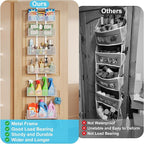 Over The Door Organizer, Metal Hanging Door Organizer with 6 Adjustable Baskets and 5 Hooks, Behind The Door Storage for Closet Pantry Cabinet Kitchen Bathroom Bedroom, White