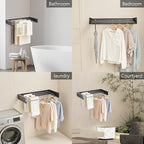 JOOM Laundry Drying Rack Collapsible, Wall Mounted Clothes Drying Rack, Retractable Drying Rack, 31.5" Wide, 5 Aluminum Rods, 60 lb Capacity (Black 31.5")