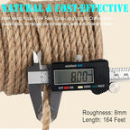 8mm Jute Twine Rope - 164ft Heavy Duty Natural Jute String for Gardening, Crafts, Packaging, DIY Projects & More - Strong, Durable & Biodegradable - Perfect for Plant Tying, Home Decor & Outdoor Use