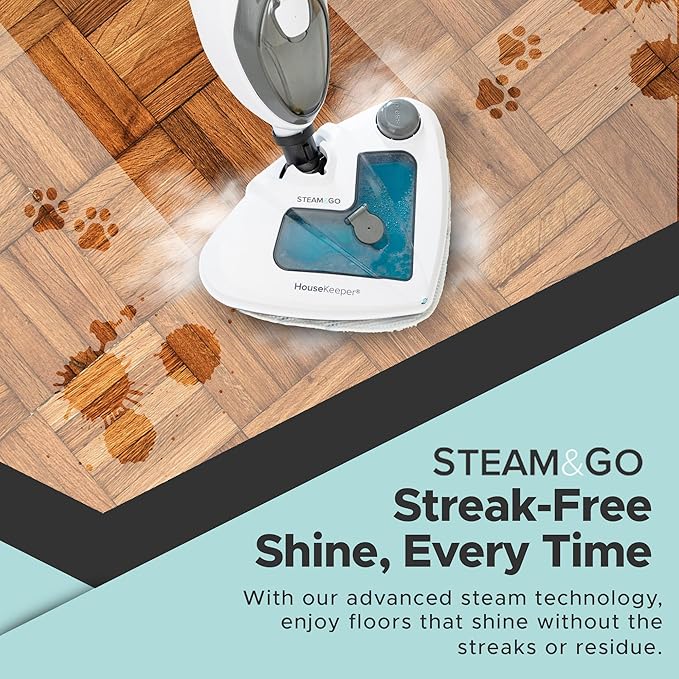 Steam and Go 10-in-1 Steam Mop - Multi-Functional Floor Steamer for Home Use w/Detergent Chamber, Detachable Handle & Handheld Steam Cleaner for Tile, Grout, Hardwood, Upholstery, Carpets & Furniture